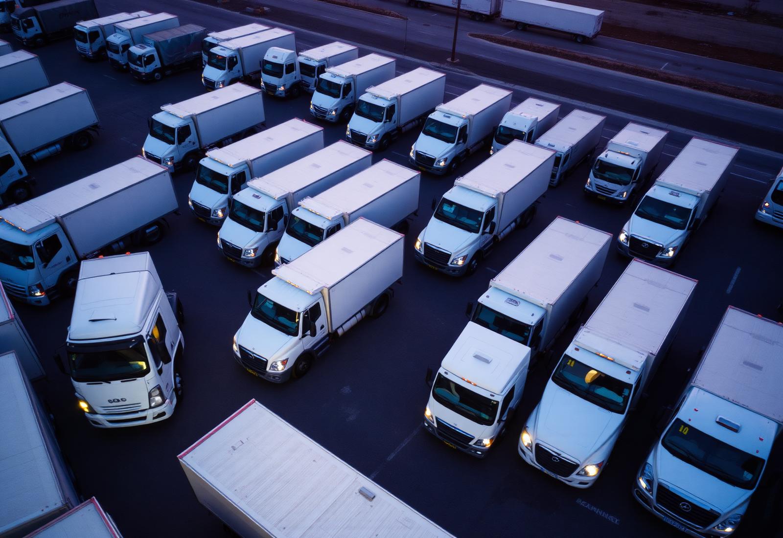 Fleet of trucks tracked by CEW's fleet management system